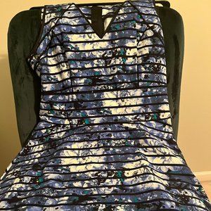 Banana Republic Floral Navy, White and Black Dress Size 10
